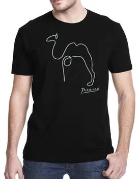 2019 Мужская брендовая футболка из 100% хлопка с принтом, топы с коротким рукавом, футболка Camel Picassos