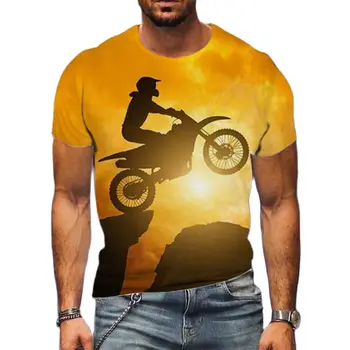 2023 Новая мотоциклетная футболка, мужские летние топы с круглым вырезом, одежда оверсайз, Повседневная модная уличная одежда, мужские байкерские рубашки Harajuku, футболки