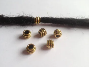 20шт-50шт Позолоченная косичка для волос, бусины-дредлоки, кольца, трубка с отверстием около 4,5 мм для аксессуаров для волос