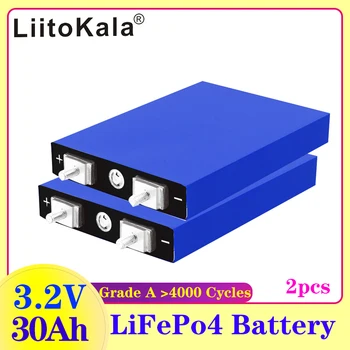 2ШТ LiitoKala 3.2V 32Ah Lifepo4 Батареи 4S 12.8V 30ah Литий Железо Фосфатный Аккумулятор Солнечный Мотоцикл Электромобиль