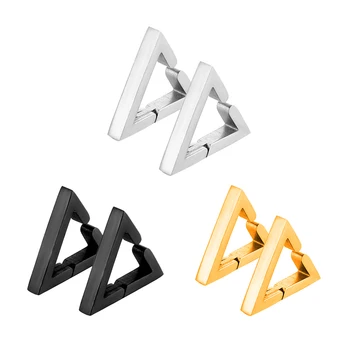 2ШТ Панк-Треугольные серьги без пирсинга из нержавеющей стали, клипса для ушей, поддельные треугольные ушные кольца для мужчин и женщин, Аксессуары для ушей в стиле хип-хоп