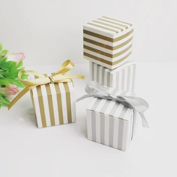50шт квадратная коробка в золотую полоску в корейском стиле серебряная коробка конфет dream wedding 2 подарочные коробки Ferriero на день рождения