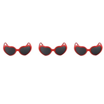6X Модные милые солнцезащитные очки в стиле Лолиты в форме сердца в стиле ретро, маскарадное платье для вечеринки, ЯРКО - красный
