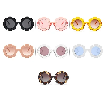 7 пар круглых солнцезащитных очков с цветами для девочек, солнцезащитные очки с ромашками, круглые милые очки для малышей, уличные пляжные очки