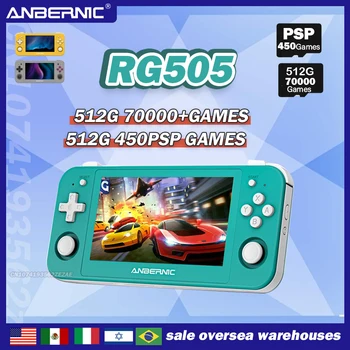 ANBERNIC RG505 Система Android 12 Новая Портативная Игра 4,95 Дюймовый OLED Сенсорный экран Разрешение 960X544 Процессор T618 512G 70000 игр