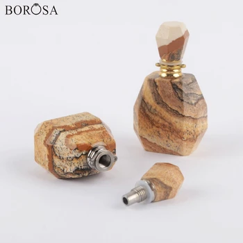 BOROSA 3шт, Позолоченный/Посеребренный натуральный камень, флакон духов, ювелирные изделия из натуральных драгоценных камней, Соединитель для ожерелья WX1202