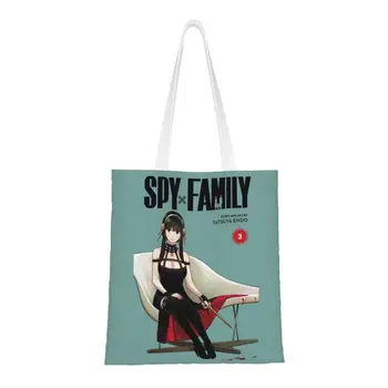 Cute Spy X Family Forger Семейная сумка для покупок из манги и аниме SpyFamily, холщовая сумка для покупок из бакалеи, сумка для покупок через плечо