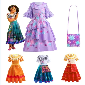 Disney New Mirabel Encanto Нарядные Платья принцессы Детский Карнавал на День Рождения, Детская Праздничная одежда, Платье Принцессы для Очаровательной Девочки 160 см