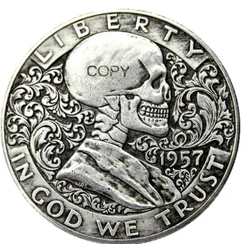 FK (03) Hobo Creative 1957 Франклин Серебряный череп за полдоллара, скелет зомби, копировальные монеты ручной работы