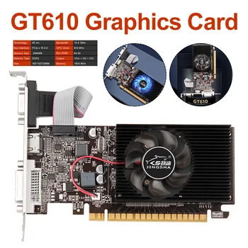 GT610 Display Card 810 МГЦ DDR3 1 ГБ Графическая Видеокарта HD VGA DVI Интерфейс Замена Аксессуаров для Настольной Компьютерной Игры