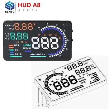 HUD A8 Дисплей Головной Дисплей A8 Автомобильный GPS A8 Проектор Цифровой Спидометр Скорость Автомобиля Охранная Сигнализация OBD OBD2 Диагностический Инструмент