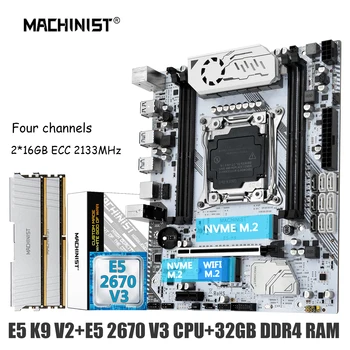 MACHINIST X99 Материнская плата Combo Xeon E5 2670 V3 Kit Процессор LGA 2011-3 Процессор 32 ГБ оперативной ПАМЯТИ DDR4 2133 МГц NVME M.2 Четырехканальный X99-K9