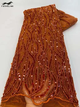 Madison-Новейшая африканская кружевная ткань, французская сетчатая кружевная ткань, расшитая пайетками для свадебного платья, 2023 г.