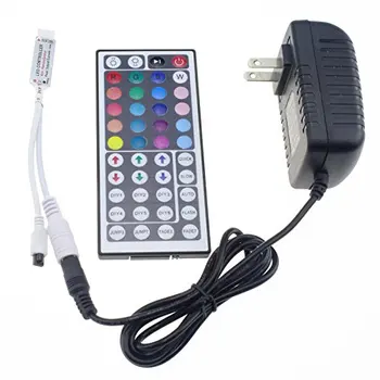 Mokungit 44-клавишный ИК-пульт дистанционного управления Беспроводной DC12V 2A Разъем адаптера питания для светодиодной ленты RGB Гибкая световая лента