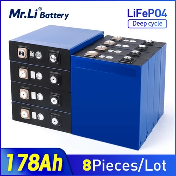 Mr.Li 3,2 В 178Ah Lifepo4 Батарея 8 шт. Перезаряжаемый Литий-Железо-Фосфатный Элемент Для DIY 12 В 24 В Электромобиль Солнечный Аккумулятор