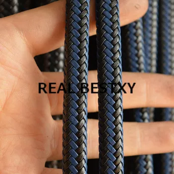 REAL BESTXY 5 м/лот, 9,3*6,2 мм, черные, синие плетеные плоские кожаные шнуры для изготовления ювелирных браслетов, материал 
