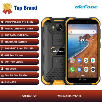 Ulefone Armor X6 Прочный Телефон 2 ГБ + 16 ГБ IP68 IP69K Водонепроницаемая Идентификация Лица 4000 мАч 5,0 дюймов Android 9,0 Сеть 3G
