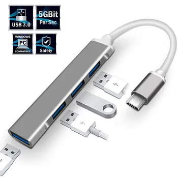USB-концентратор Dock 3.0 4-портовый мультиразветвительный адаптер OTG Type C HUB для Lenovo HUAWEI Xiaomi Macbook из алюминиевого сплава USB 2.0 3.0 Hub