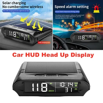 X98 Солнечный Автомобильный HUD GPS Головной Дисплей Цифровые Часы Спидометр Сигнализация Превышения скорости Предупреждение Об усталости При вождении Дисплей Высоты Пробега