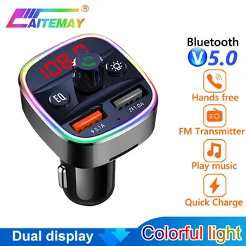 Автомобильный Комплект FM-Передатчика Handsfree Dual USB 3.1A RGB Bluetooth-Совместимый Музыкальный Приемник MP3 Адаптер Автомобильное Зарядное Устройство Аксессуары