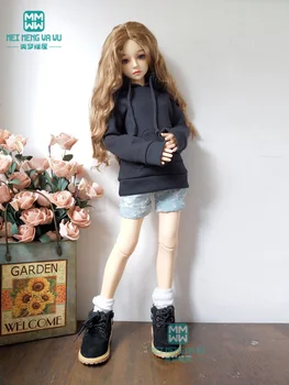 Аксессуары BJD, кукольная одежда, размер 1/3, модный черный свитер с капюшоном для куклы BJD SD + джинсовые шорты