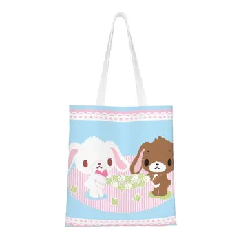 Аниме Манга Мультяшный Кролик Sugarbunnies Продуктовая сумка-тоут Женская холщовая сумка для покупок через плечо Сумка большой емкости