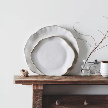 Бытовая посуда из костяного фарфора в японском стиле, креативный ресторан, отель, керамические миски и тарелки неправильной формы