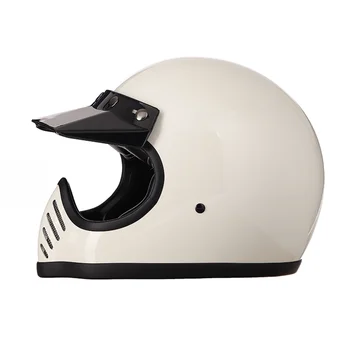Винтажный мотоциклетный шлем, Ретро мотобайк, стеклопластиковые Каско с полным лицом, Очки, шлем, Высококачественный шлем для уличной езды на скутере