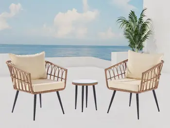 Внутренний ротанговый стол и стул комбинированный скандинавский крытый открытый Балкон Прочный водонепроницаемый ресторанный обеденный стол и стул