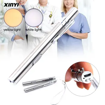 Водонепроницаемый светодиодный фонарик из алюминиевого сплава, заряжаемый через USB, мощный перезаряжаемый фонарик, брелок, ручка-фонарик для врачей