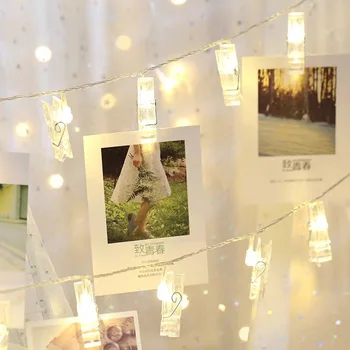 Гирлянда для фотосъемки длиной 1,5 м, светодиодные фонари для фотосъемки на стене общежития, украшение дома, свадебная вечеринка, сказочные огни с зажимами для фотографий