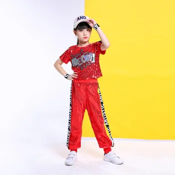 Детский современный джазовый танцевальный костюм с блестками, детская одежда для бальных танцев в стиле хип-хоп, модная уличная одежда для мальчиков
