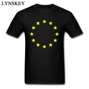 ЕС Европейский союз Флаг Европы Звезды Мужские групповые футболки из чистого хлопка Футболки в простом стиле Топы с геометрическим принтом с круглым вырезом