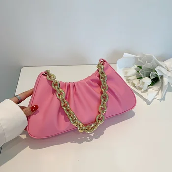Женская сумка 2022, фирменный дизайн, сумки под мышками для женщин, модная женская сумка на металлической толстой цепочке, роскошные сумки и портмоне