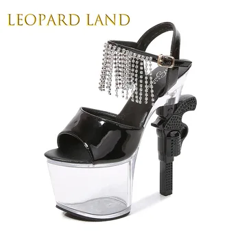 Женские босоножки LEOPARD LAND с хрустальной кисточкой, летняя сексуальная серия 10367, каблук 17 см, платформа 7 см, LFD