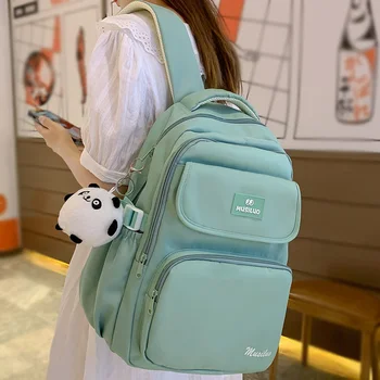 Женский Милый Зеленый студенческий рюкзак, Модные школьные сумки для девочек, Женский ноутбук, рюкзак для колледжа, Модная Крутая Женская Нейлоновая сумка для книг
