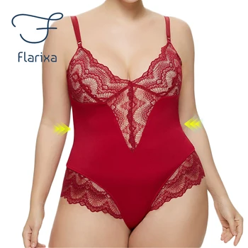 Женское кружевное боди Flarixa, корректирующее белье для контроля живота, Дышащий корсет, нижнее белье для похудения живота, Цельный формирователь тела
