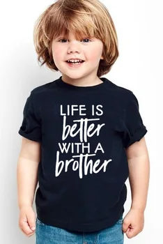 Жизнь лучше с Brother Футболка для мальчиков Топы, футболки для малышей Футболка для мальчиков с коротким рукавом Детская летняя одежда