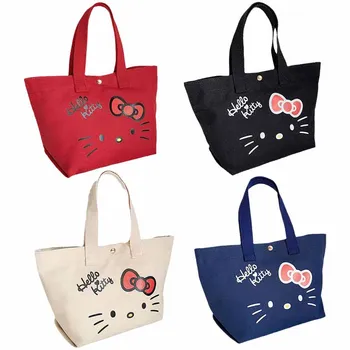 Каваи Санрио Аниме Hello Kitty Сумка через плечо Большой емкости портативная модная Универсальная сумка для хранения косметики Подарок на день рождения