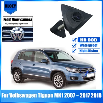 Камера переднего обзора автомобиля для Volkswagen Tiguan MK1 2007 ~ 2016 2017 2018 водонепроницаемая парковочная HD CCD камера ночного видения с логотипом спереди