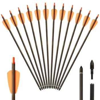 Карбоновые стрелы для стрельбы из лука для охотничьего арбалета 7,5-дюймовые стрелы из чистого углерода для практики стрельбы из охотничьего лука на открытом воздухе