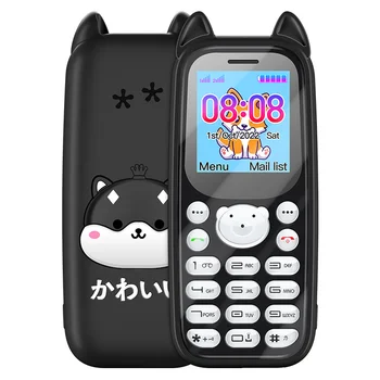 Кнопочный мультяшный мобильный телефон 1,44 дюйма 2G GSM с двумя SIM-картами MP3 Telphone без камеры Фонарик Маленькая леди Студентка Мини-мобильные телефоны