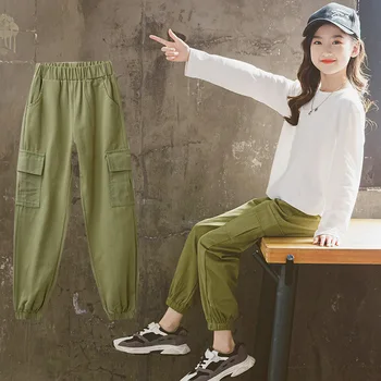 Комбинезоны для девочек, брюки из флиса для подростков, детские однотонные брюки от 3 до 12 лет, детская утепленная теплая одежда в корейском стиле