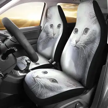 Комплект чехлов для автомобильных сидений с принтом турецкой ангорской кошки, 2 шт., автомобильные аксессуары, чехол для сиденья