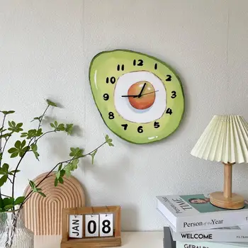 Креативные мультяшные часы с фруктами и авокадо, подвесные настенные часы в гостиной, детской комнате, спальне, милые декоративные настенные часы ins mute