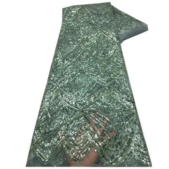 Кружевная ткань SJ Lace с африканской вышивкой 2021, расшитая бисером и блестками, французский тюль, кружевная ткань, материалы для шитья платьев x8-12