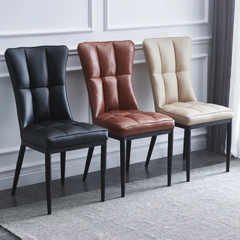 Легкий Роскошный Кожаный обеденный стул в скандинавском стиле, Современный домашний Простой обеденный стул со спинкой, Мебель для гостиной, стул для переговоров