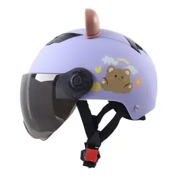 Летние шлемы для родителей и детей Four Seasons Универсальные электрические мотоциклетные защитные шлемы для родителей и взрослых с милым медведем