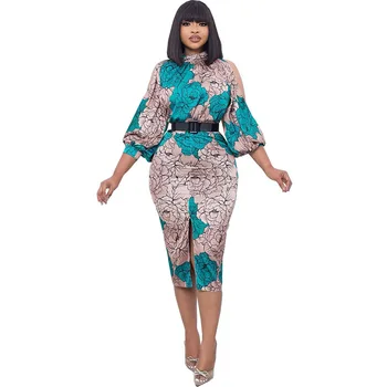 Летний модный стиль, африканские женщины, платье длиной до колен из полиэстера с рукавом 3/4, африканские платья Дашики для женщин