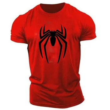 Летняя повседневная спортивная мода с 2D принтом паука для взрослых, мужская футболка с круглым вырезом и коротким рукавом большого размера, свободная, быстросохнущая, удобная